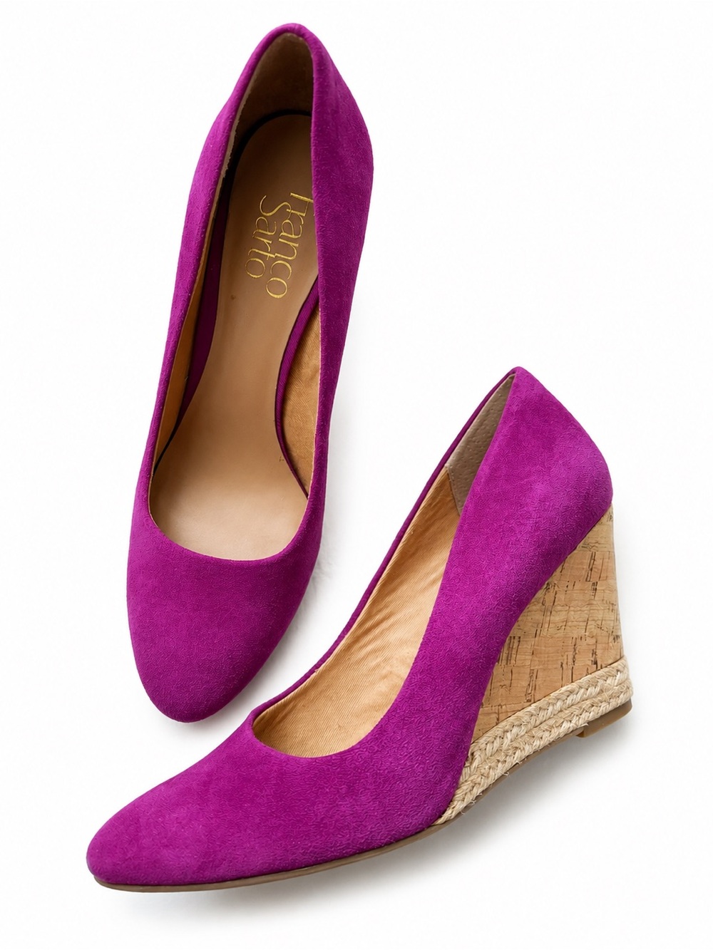Franco Sarto Purple Suede Wedge Pumps Size 8
